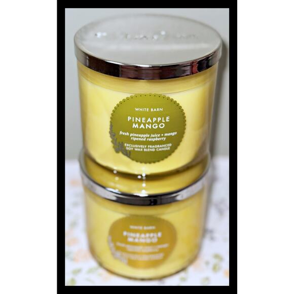 Lot of 2 Bath & Body Works Pineapple Mango Large 3-Wick Scented Candle 14.5oz - Picture 2 of 5
